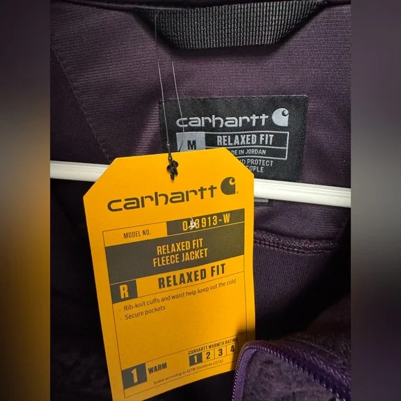 NWT. Carhartt Sherpa Full Zip Purple Sweatshirt with Ribbed Cuffs. Size M. - Picture 4 of 8